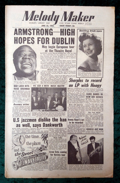 Melody Maker Magazine. Lot of 2 From July 1955. Louis Armstrong. (XLM010)