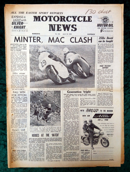Motorcycle News Paper. Lot of 2 from 1960. (XLM016)