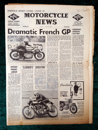 Motorcycle News Paper. Lot of 3 from 1960. (XLM014)