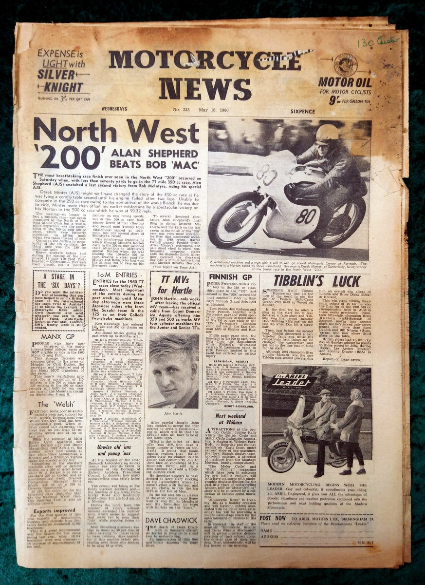 Motorcycle News Paper. Lot of 3 from 1960. (XLM014)