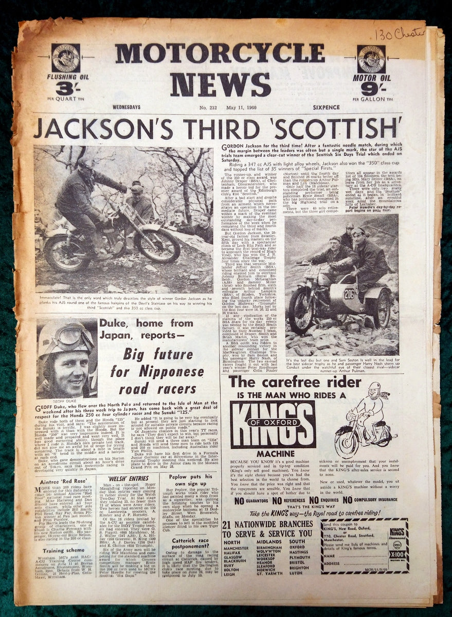 Motorcycle News Paper. Lot of 3 from 1960. (XLM014)