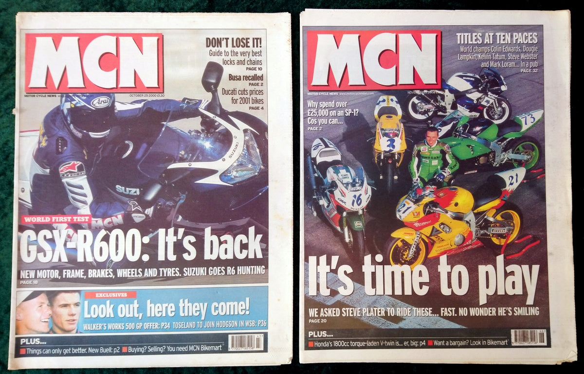 Motor Cycle News Paper. MCN Lot of 6 from 2000. (XLM019)