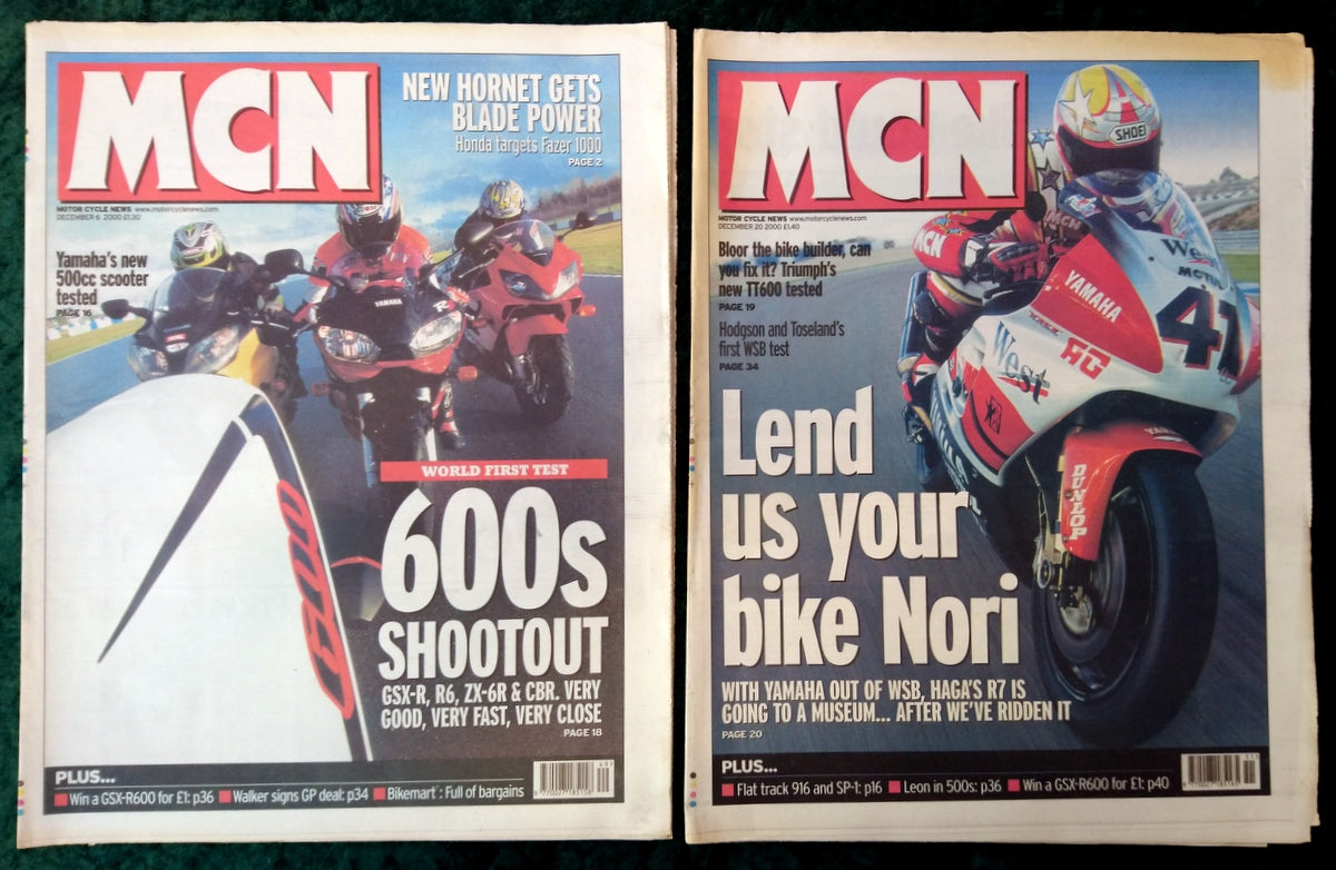 Motor Cycle News Paper. MCN Lot of 6 from 2000. (XLM019)
