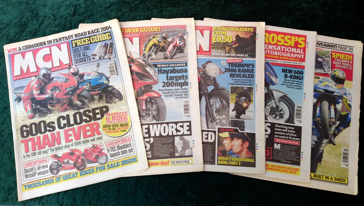 Motor Cycle News Paper. MCN Lot of 5 from 2004/05. (XLM020)
