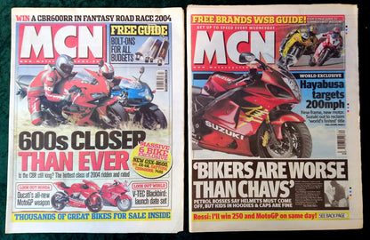 Motor Cycle News Paper. MCN Lot of 5 from 2004/05. (XLM020)