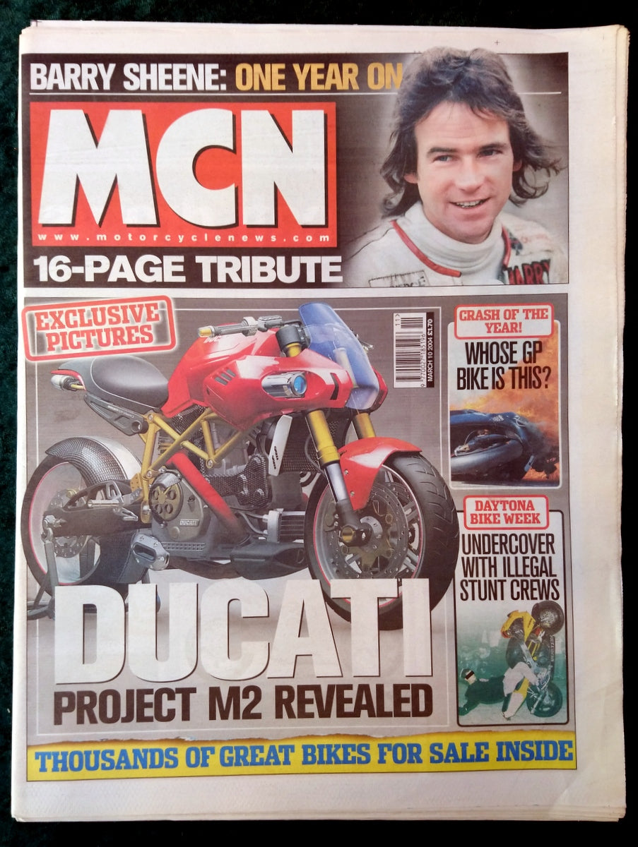 Motor Cycle News Paper. MCN  March 10th 2004. Barry Sheene Tribute One Year On (XLM022)