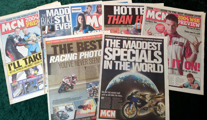 Motor Cycle News Paper. MCN Lot of 3 + 7 Special Supplements from 2000/04. (XLM021)