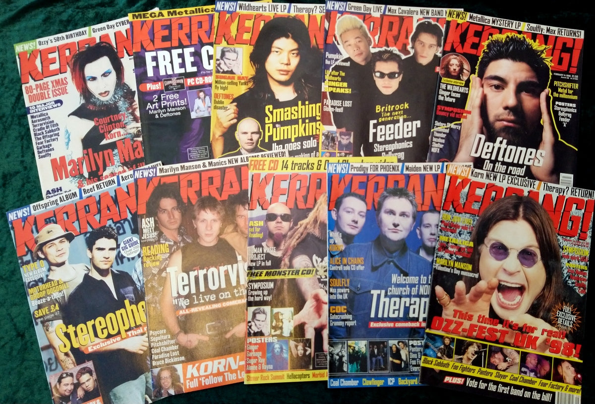 Kerrang! Rock and Metal Magazine. Collection of 10 from 1998. (MC136)
