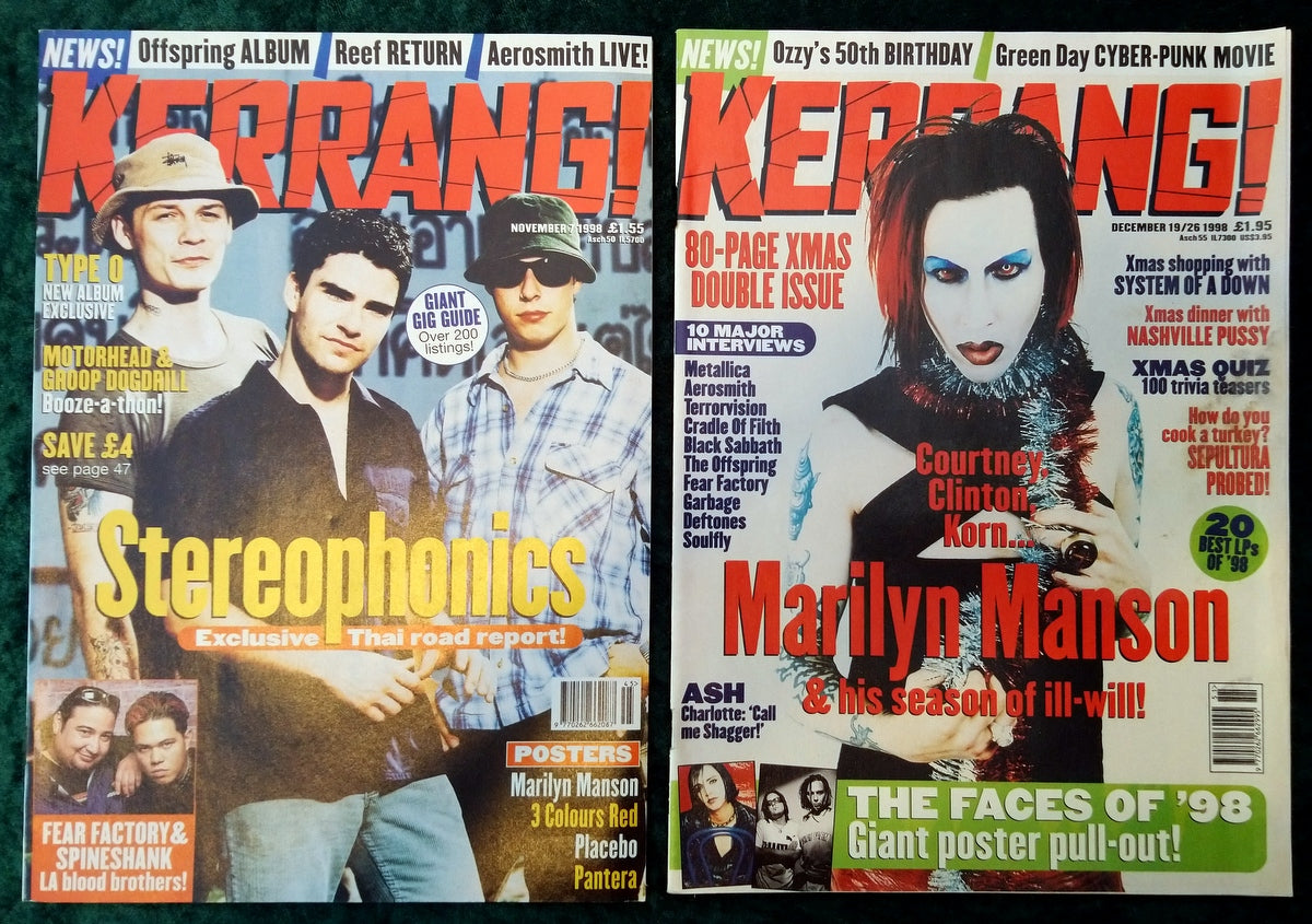 Kerrang! Rock and Metal Magazine. Collection of 10 from 1998. (MC136)