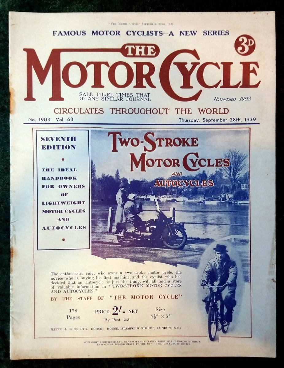 Motor Cycle Magazine September 28th 1939. (M522)