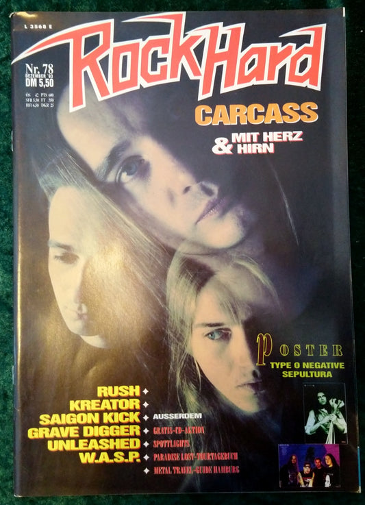 Rock Hard Magazine In German No.78, December 1993. (M374)