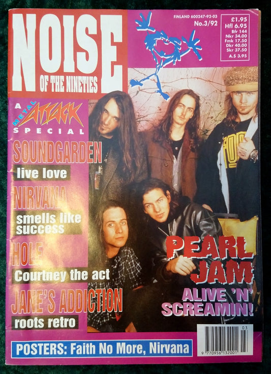 Noise of The Nineties Metal Attack Magazine. 1992. Pearl Jam Cover. (M377)