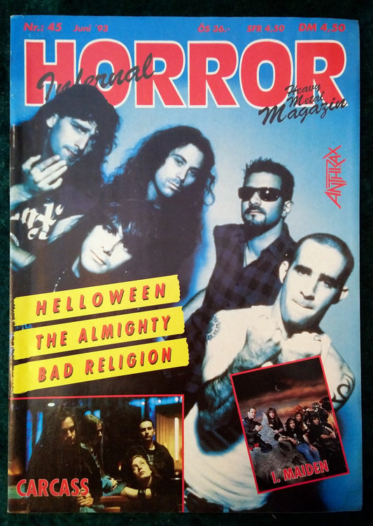 Horror Infernal. German Heavy Metal Magazine  1993. Anthrax Cover. (M380)
