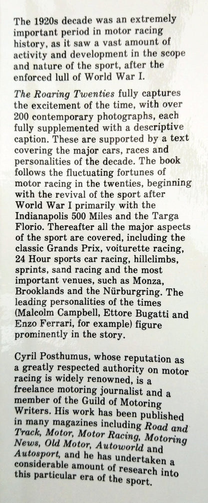 The Roaring Twenties an Album of Early Motor Racing. 1980 (ref b238)
