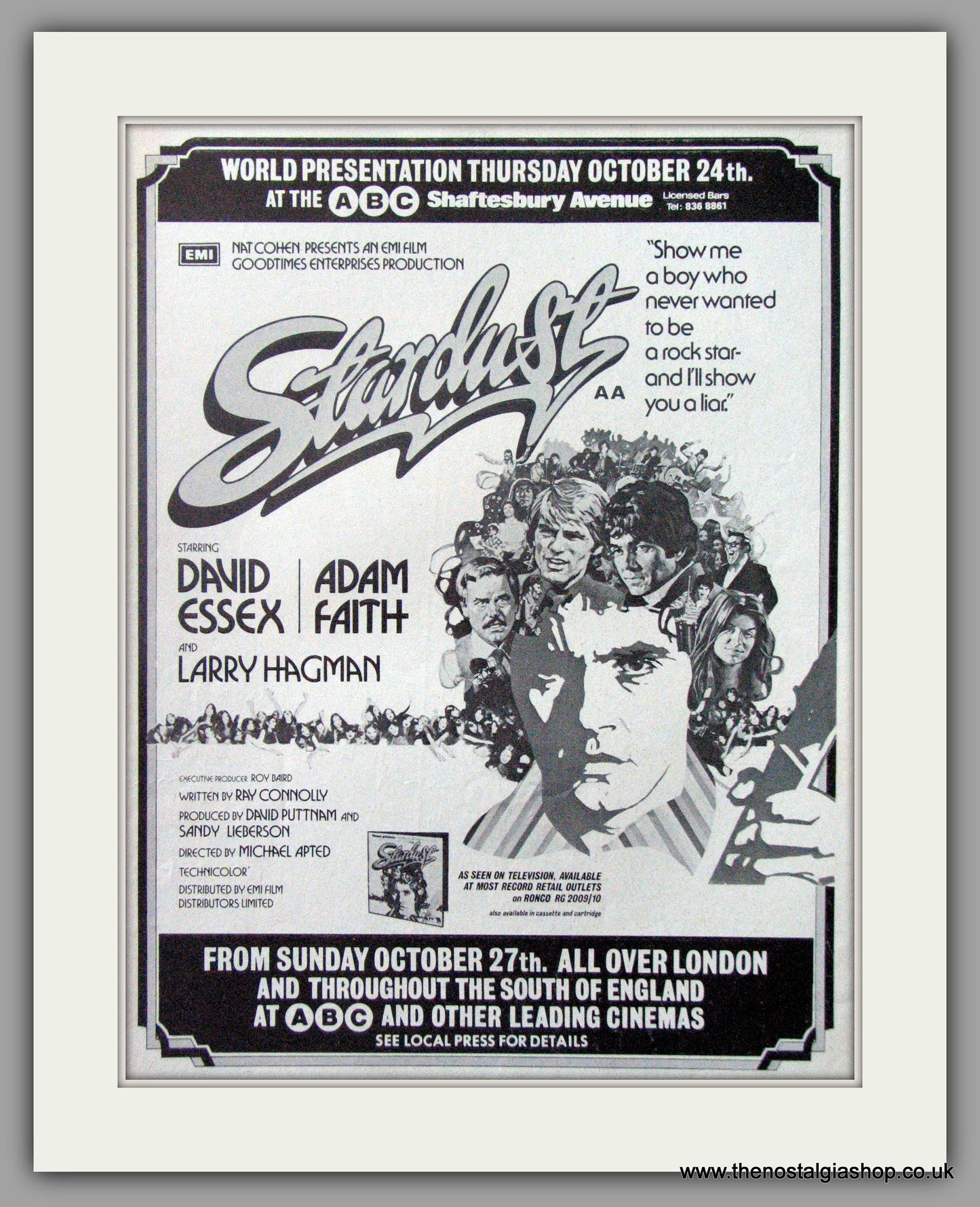 Stardust. Large Original Advert 1974 (ref AD15743)