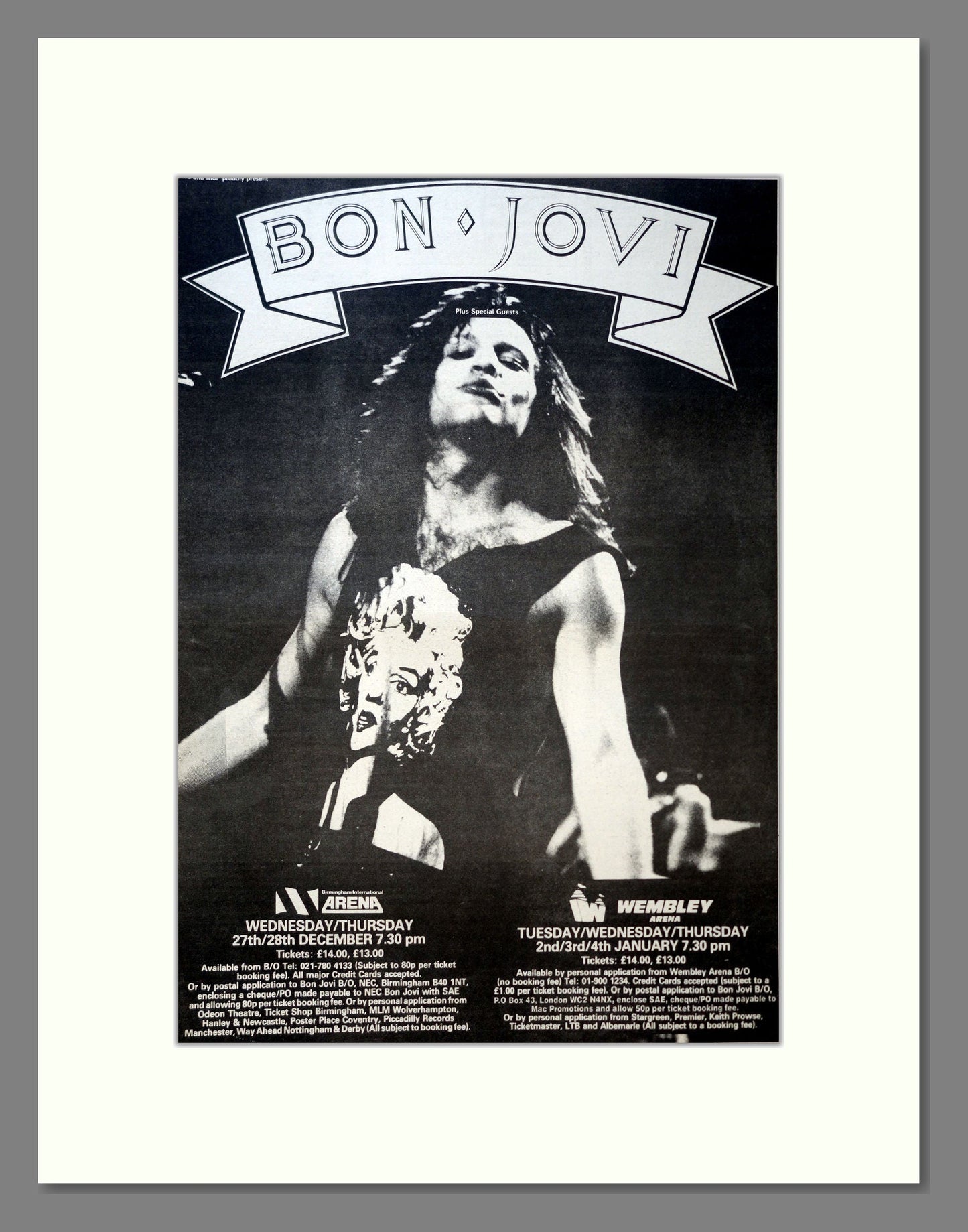 Bon Jovi - Live at Wembley. Vintage Advert 1989 (ref AD18099)
