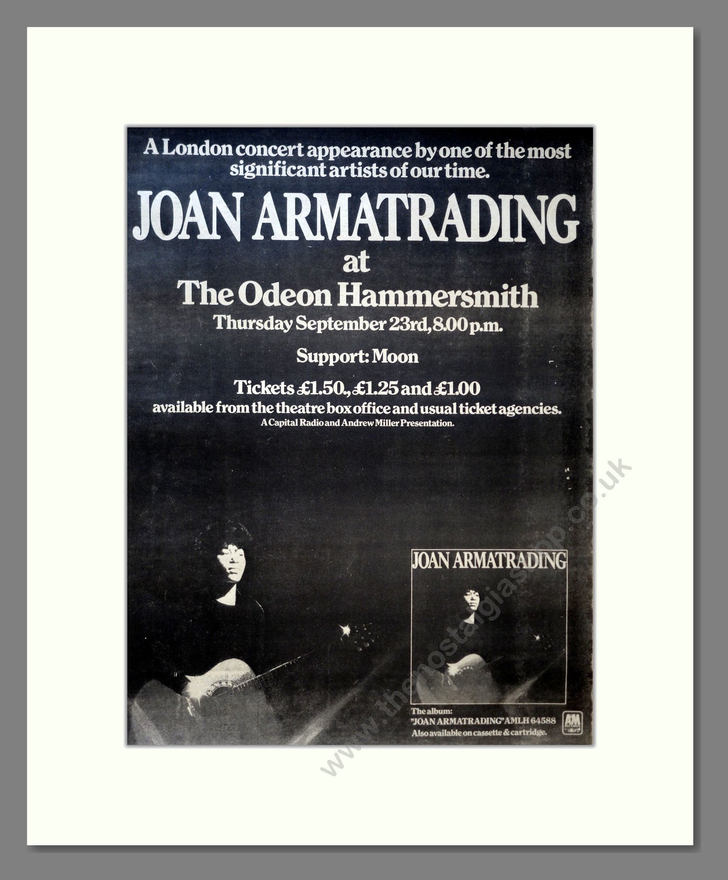 Joan Armatrading - Live at Hammersmith Odeon. Vintage Advert 1976 (ref AD18107)