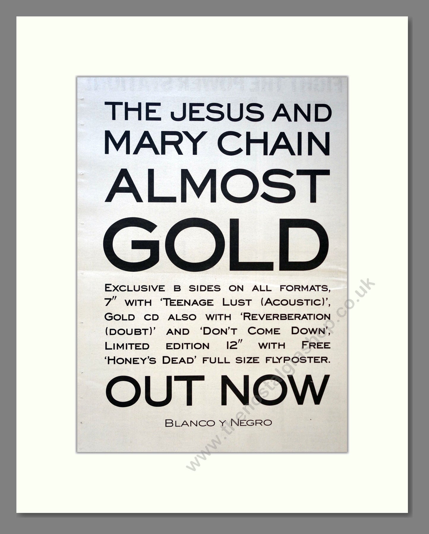 Jesus And Mary Chain (The) - Almost Gold. Vintage Advert 1992 (ref AD18133)