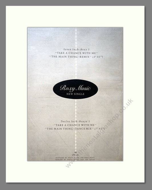 Roxy Music - Take A Chance With Me. Vintage Advert 1982 (ref AD18147)