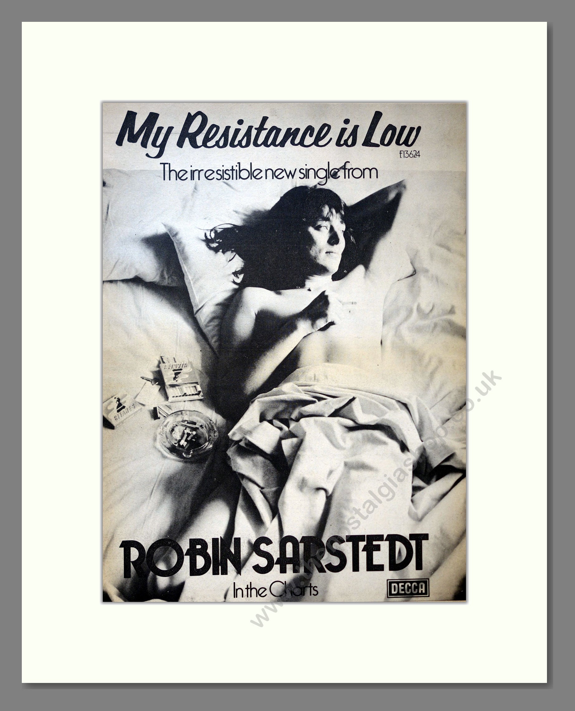 Robin Sarstedt - My Resistance Is Low. Vintage Advert 1976 (ref AD18158)