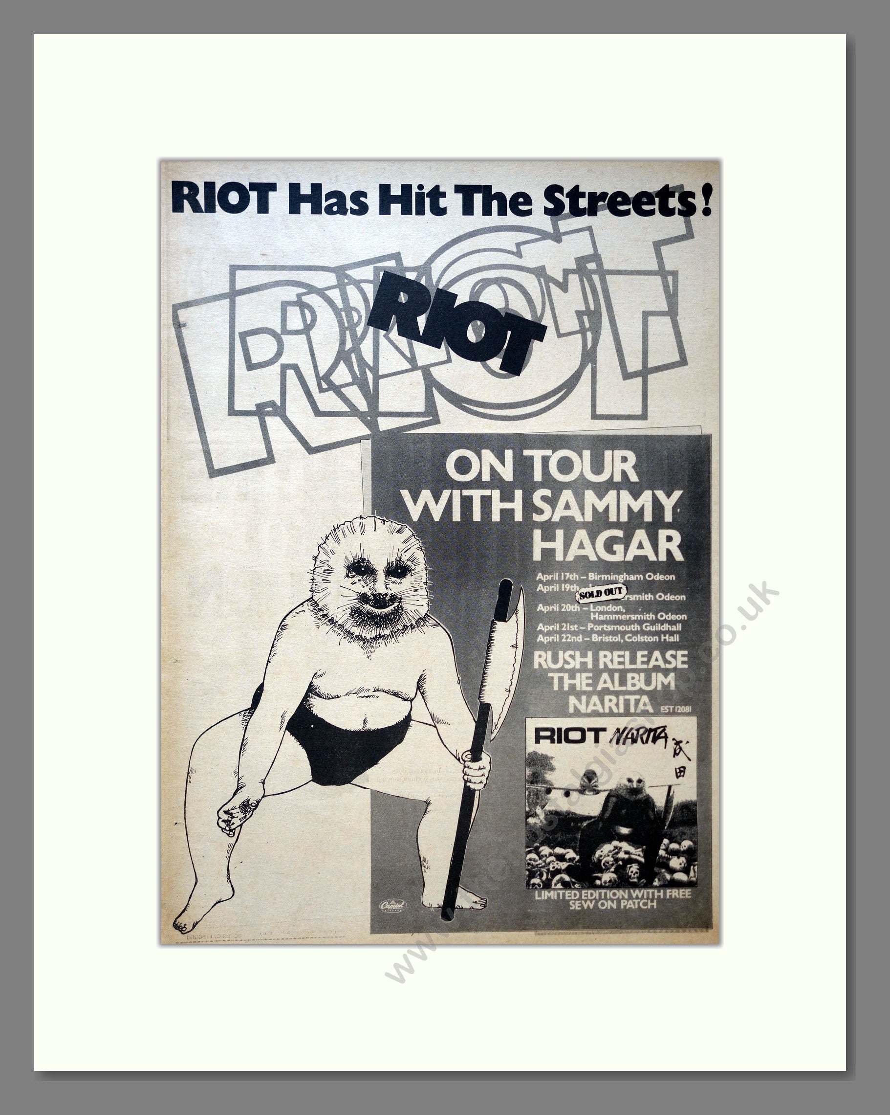 Riot - Narita. Vintage Advert 1980 (ref AD18168)