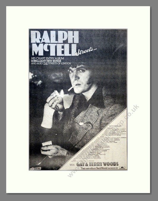Ralph McTell - Streets. Vintage Advert 1975 (ref AD18170)