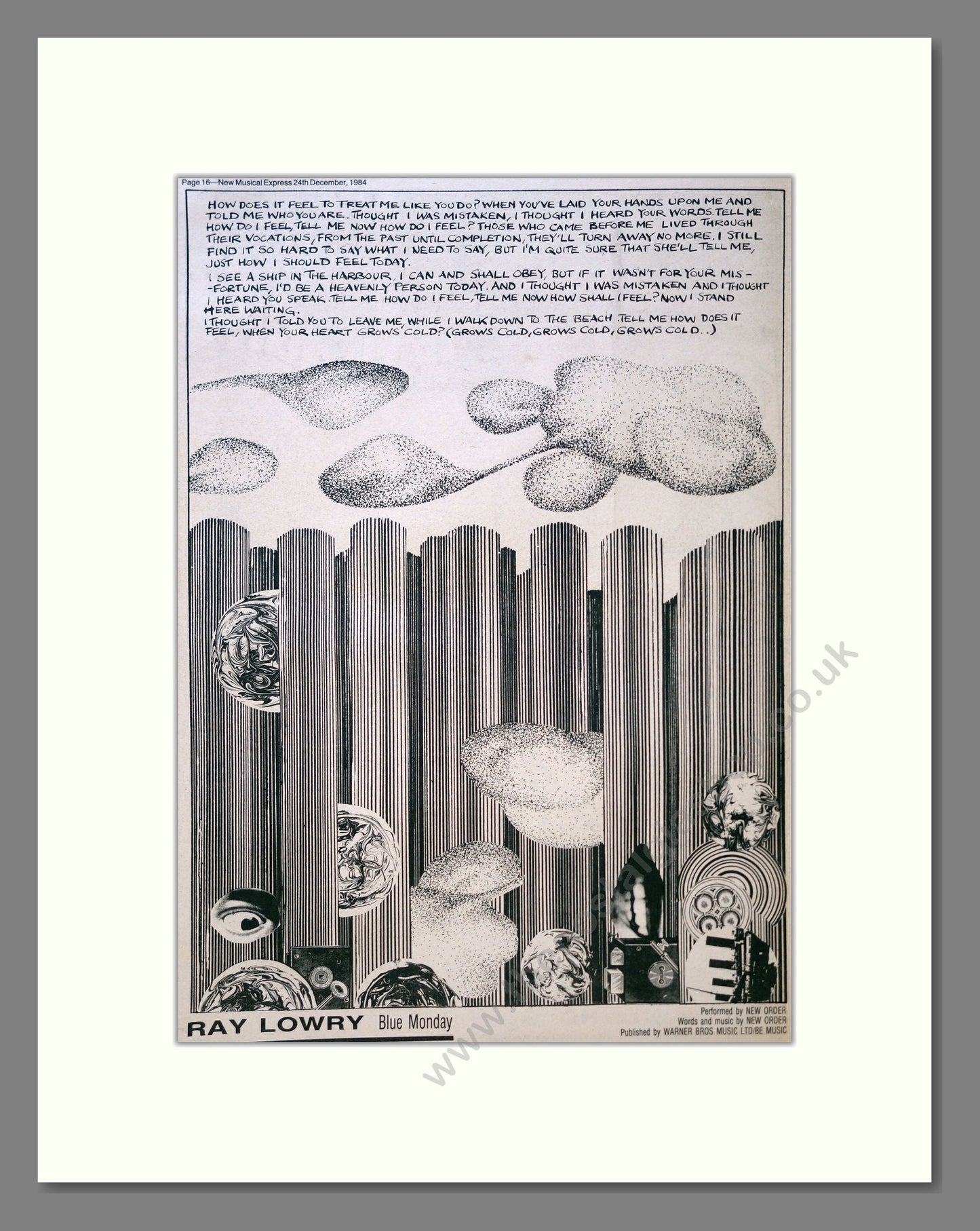 Ray Lowry - Blue Monday. Vintage Advert 1984 (ref AD18172)