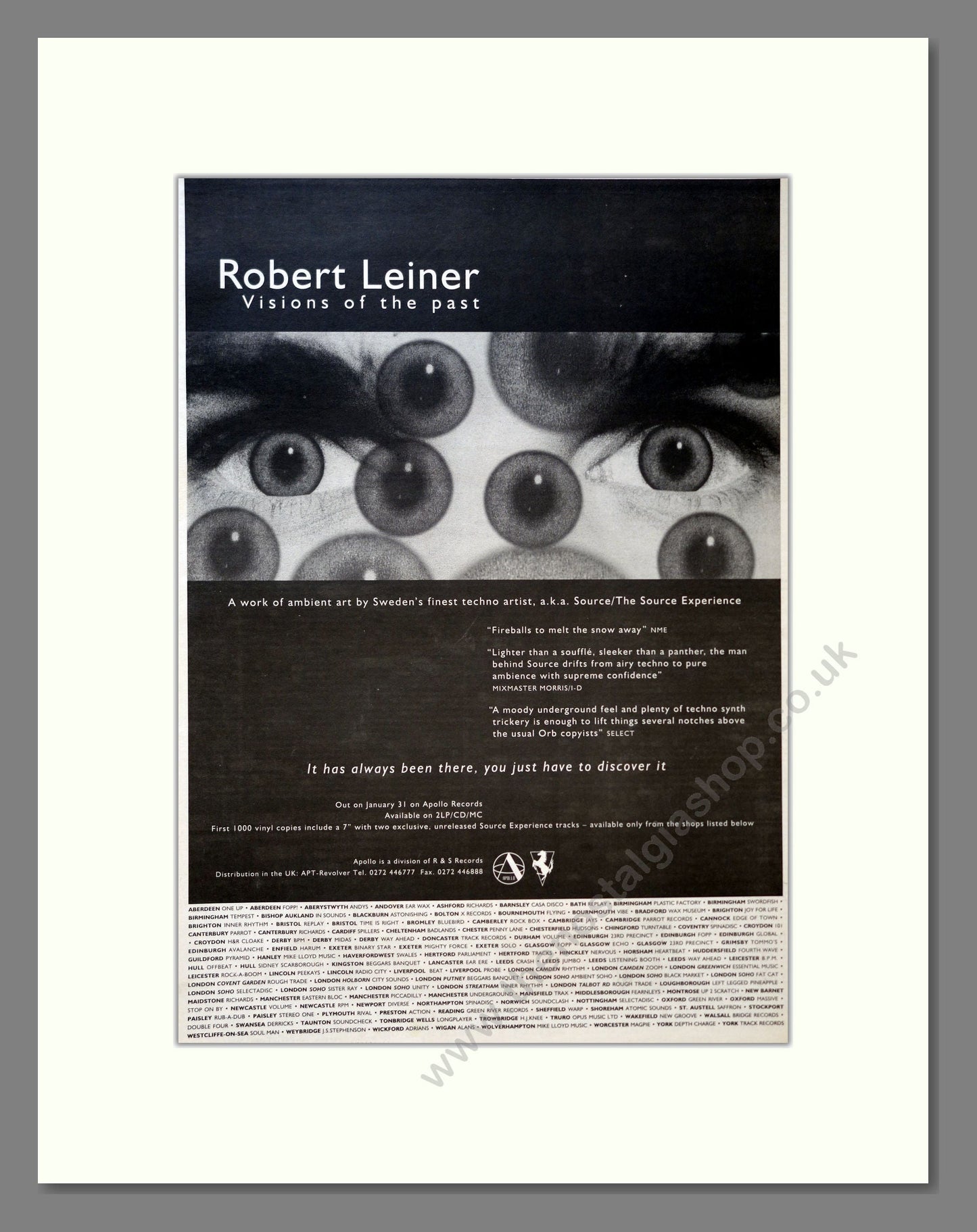 Robert Leiner - Visions Of The Past. Vintage Advert 1994 (ref AD18179)