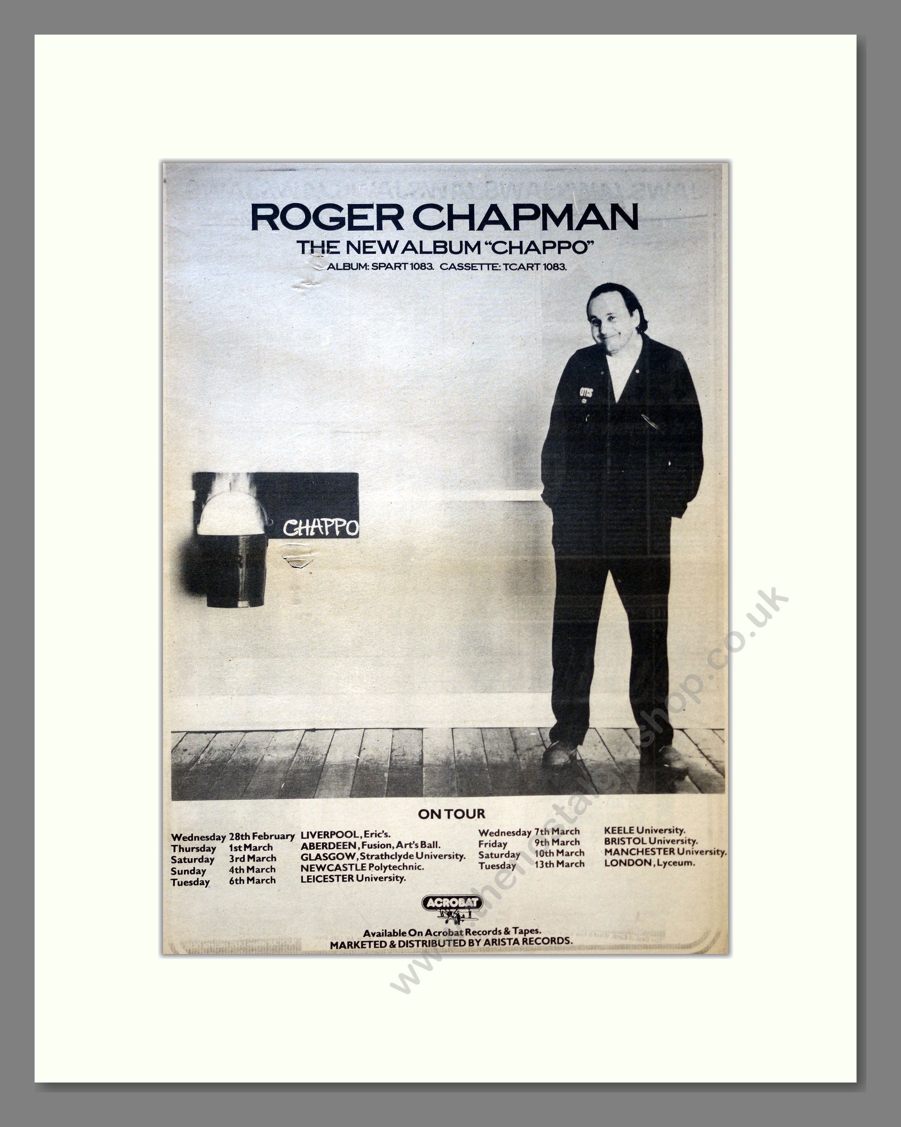 Roger Chapman - Chappo. Vintage Advert 1979 (ref AD18182)