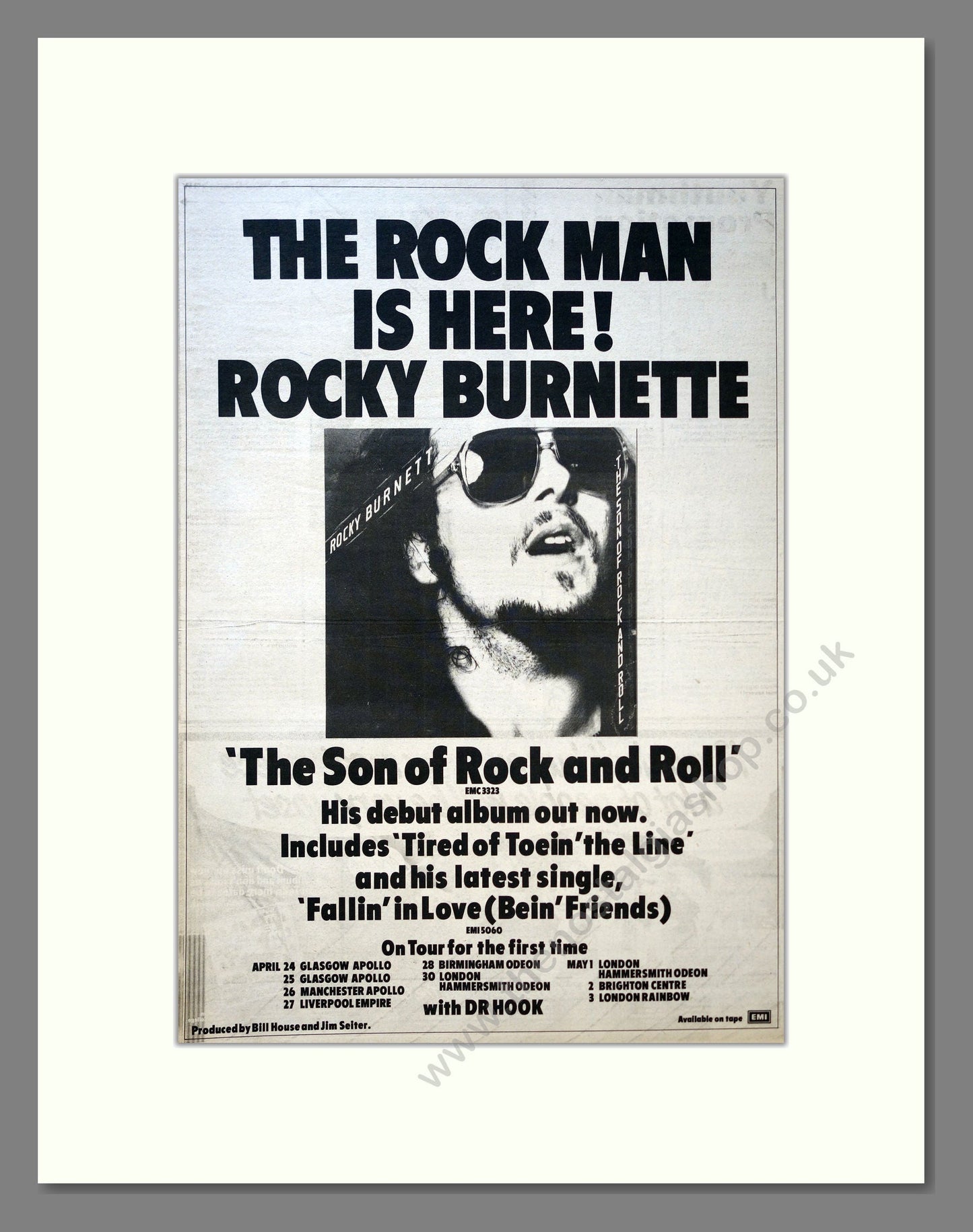 Rocky Burnette - The Son Of Rock And Roll. Vintage Advert 1980 (ref AD18186)