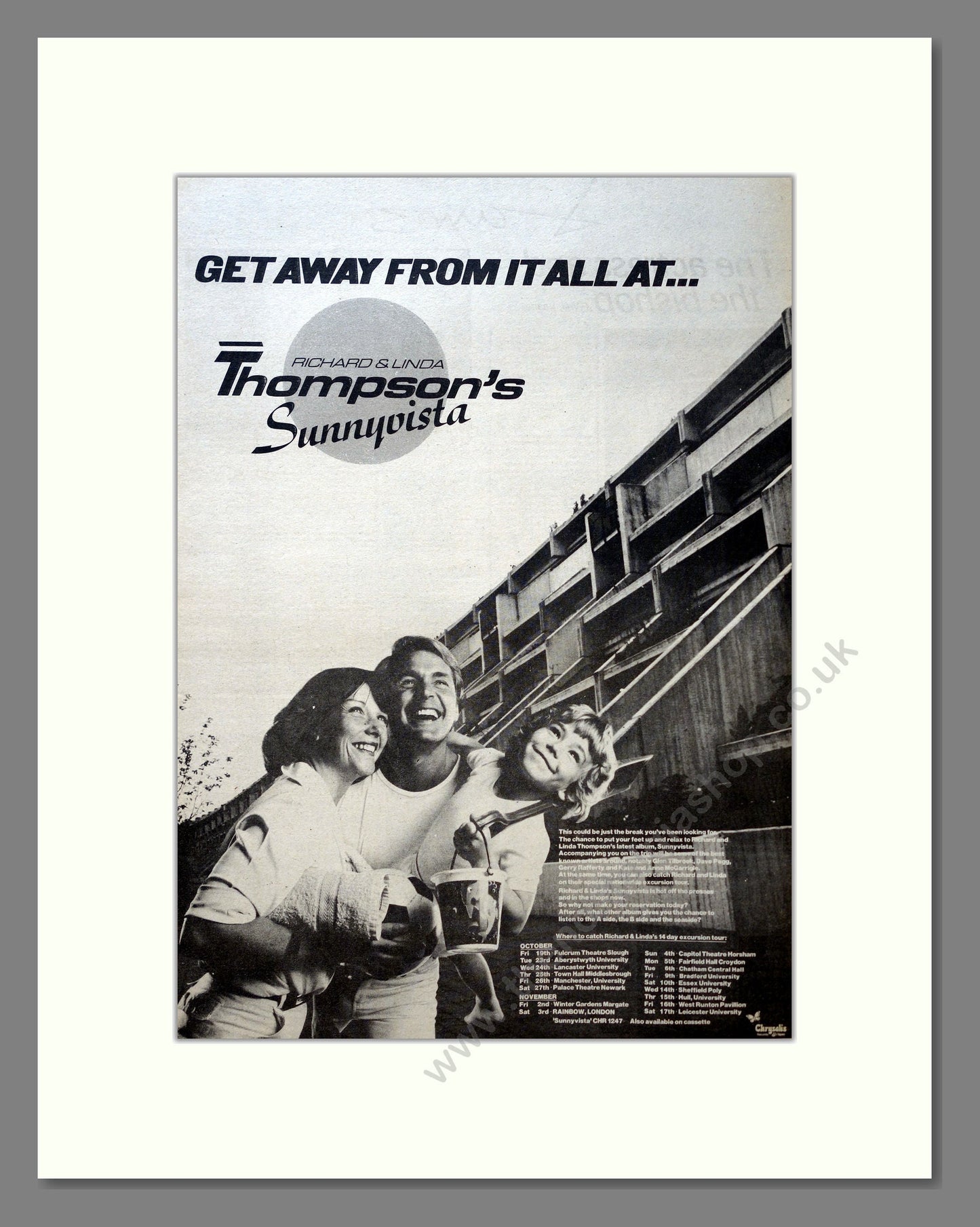 Richard And Linda Thompson - Sunnyvista. Vintage Advert 1979 (ref AD18207)