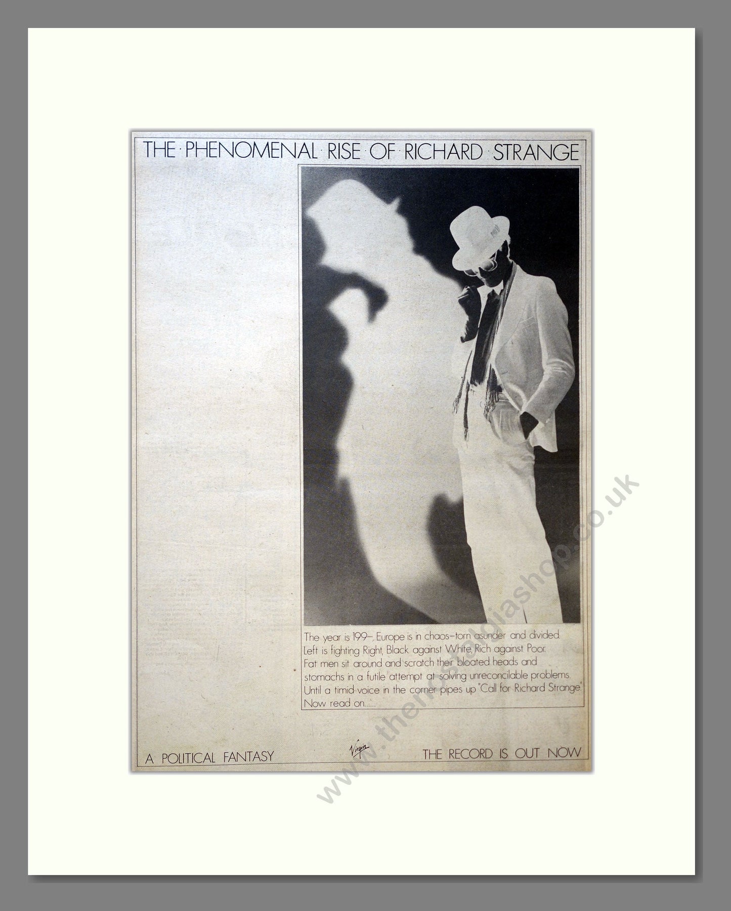 Richard Strange - A Political Fantasy. Vintage Advert 1981 (ref AD18208)