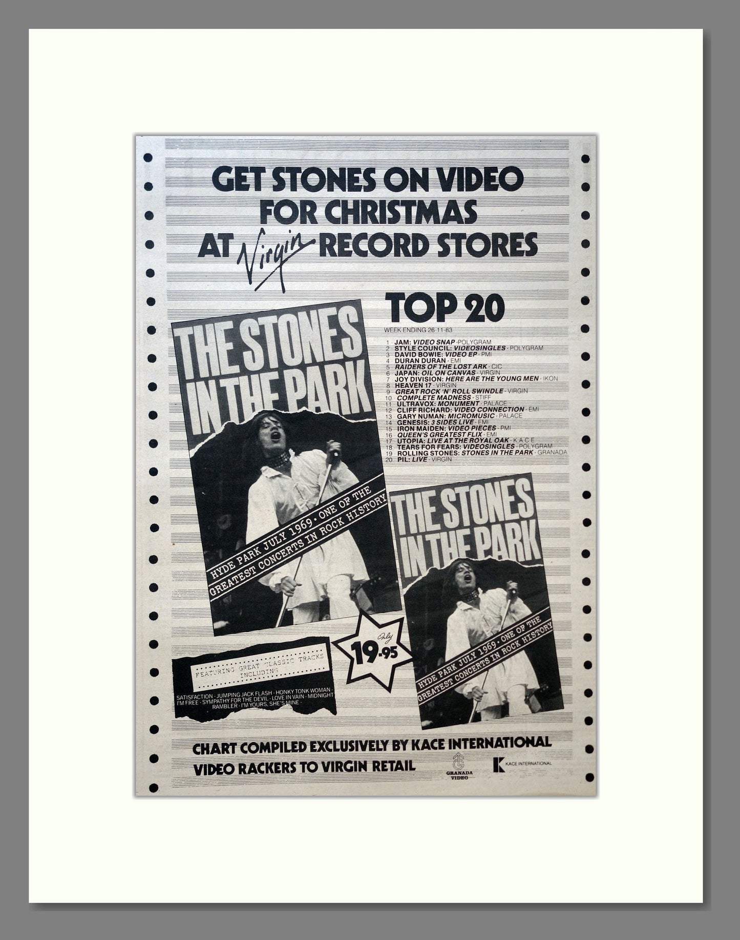 Rolling Stones (The) - Stones In The Park. Vintage Advert 1983 (ref AD18253)