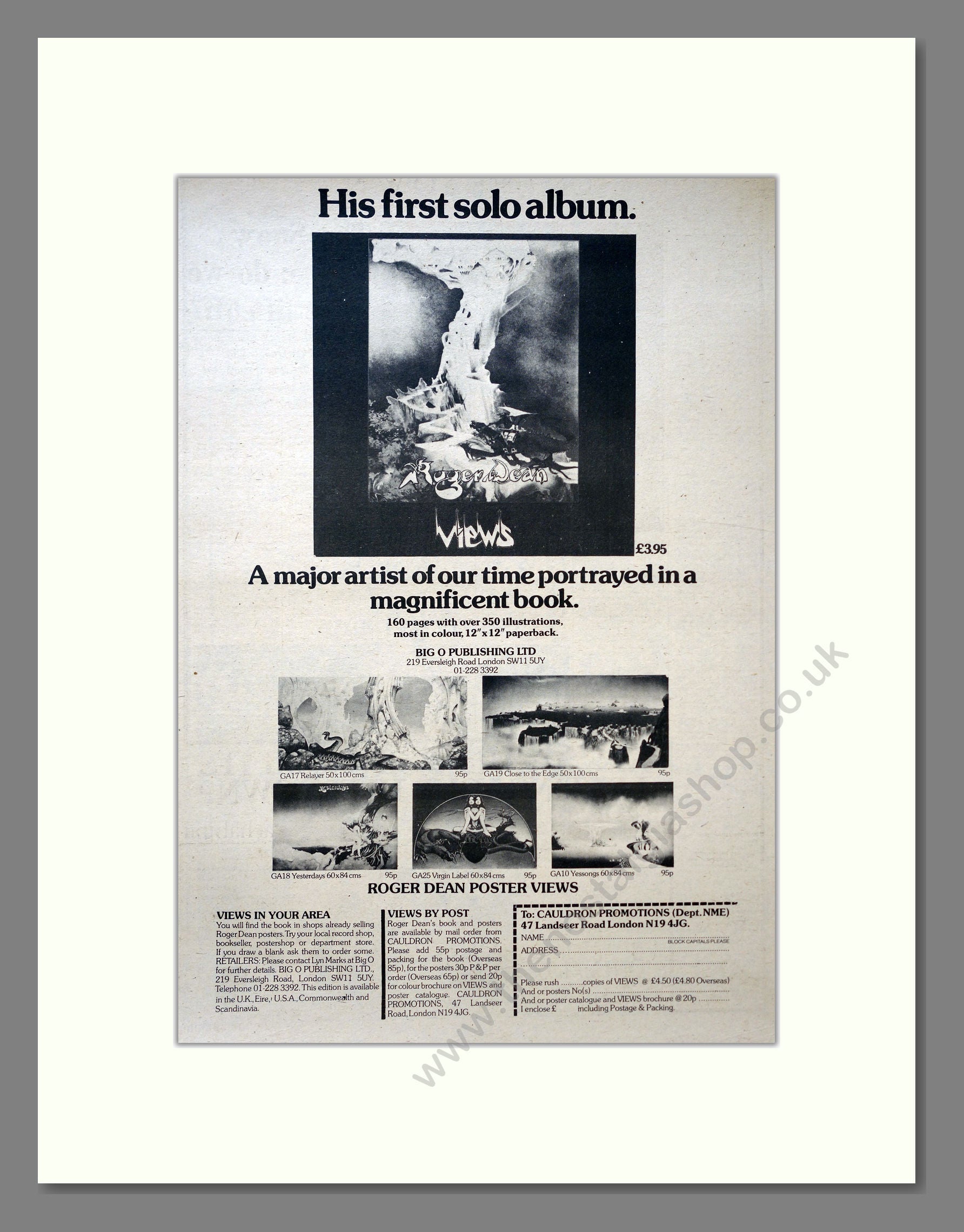 Roger Dean - Poster Views. Vintage Advert 1975 (ref AD18257)