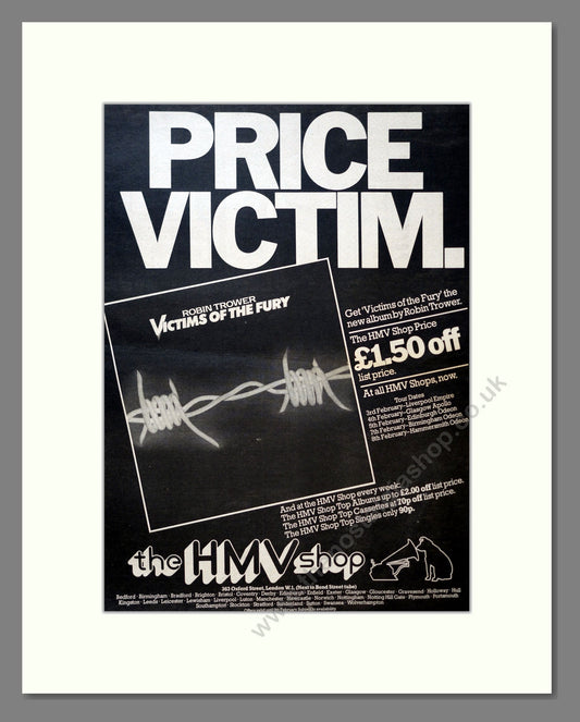 Robin Trower - Victims Of The Fury. Vintage Advert 1980 (ref AD18258)