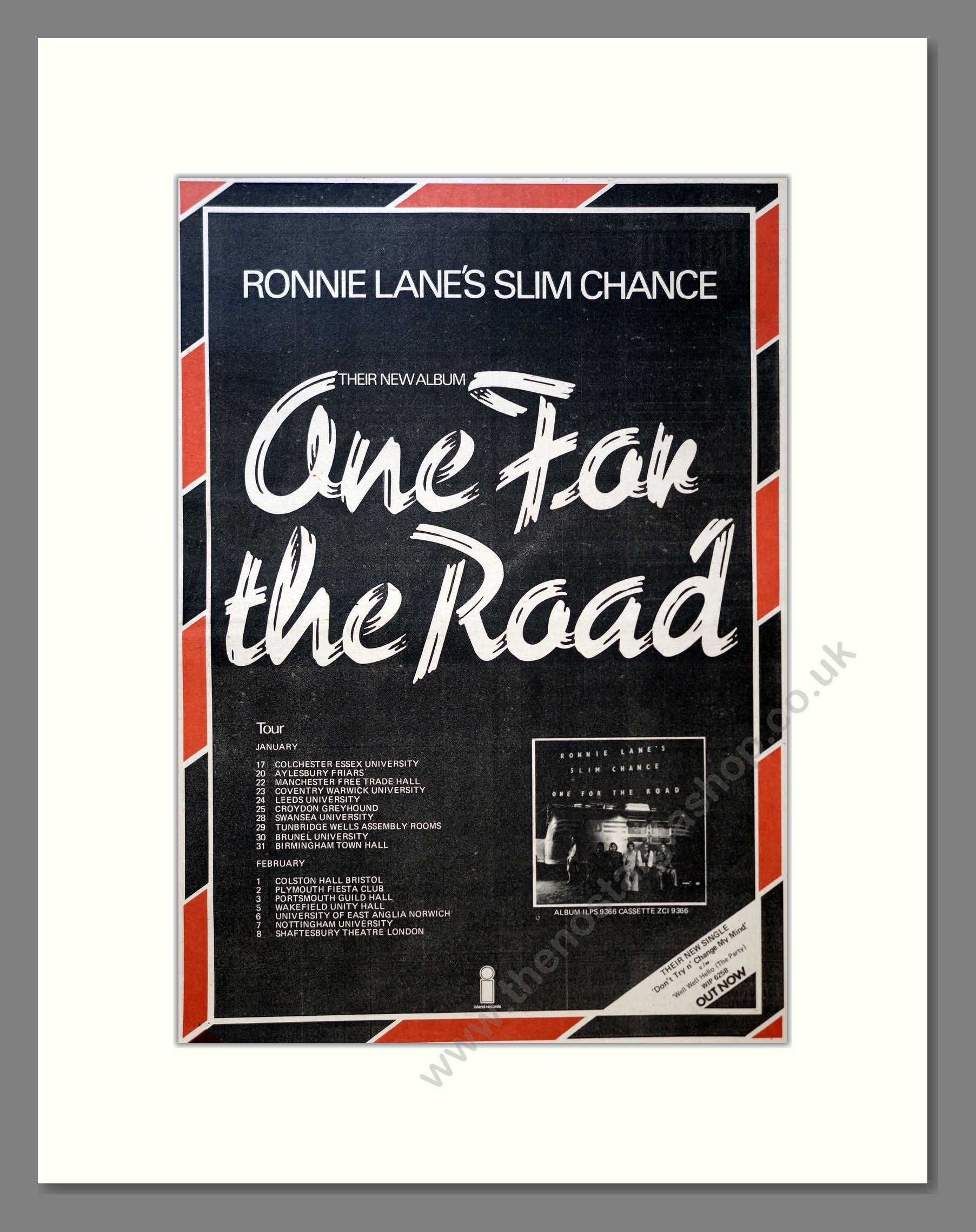 Ronnie Lane's Slim Chance - One For The Road. Vintage Advert 1976 (ref AD18259)