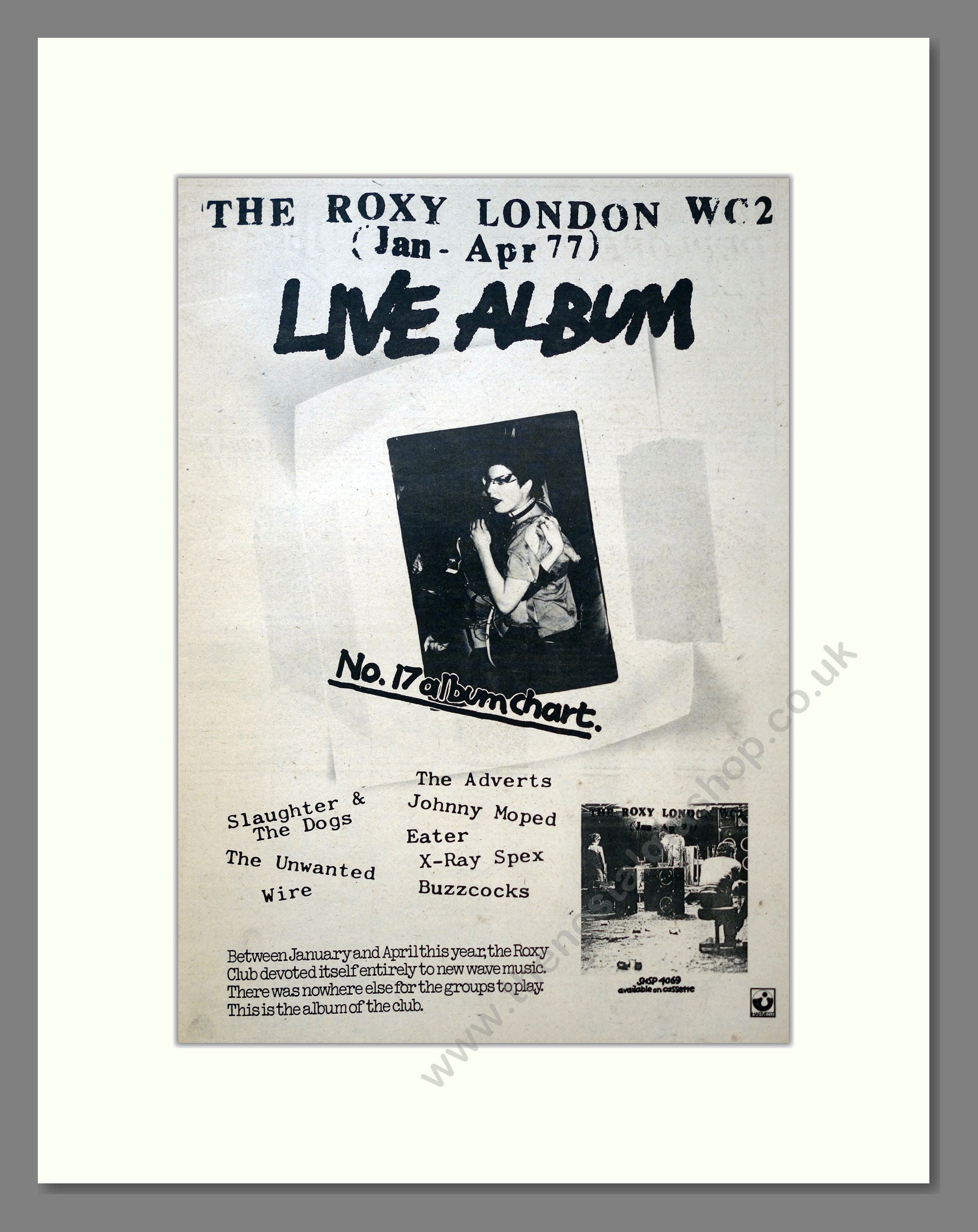 Various Artists - Roxy London Live. Vintage Advert 1977 (ref AD18268)