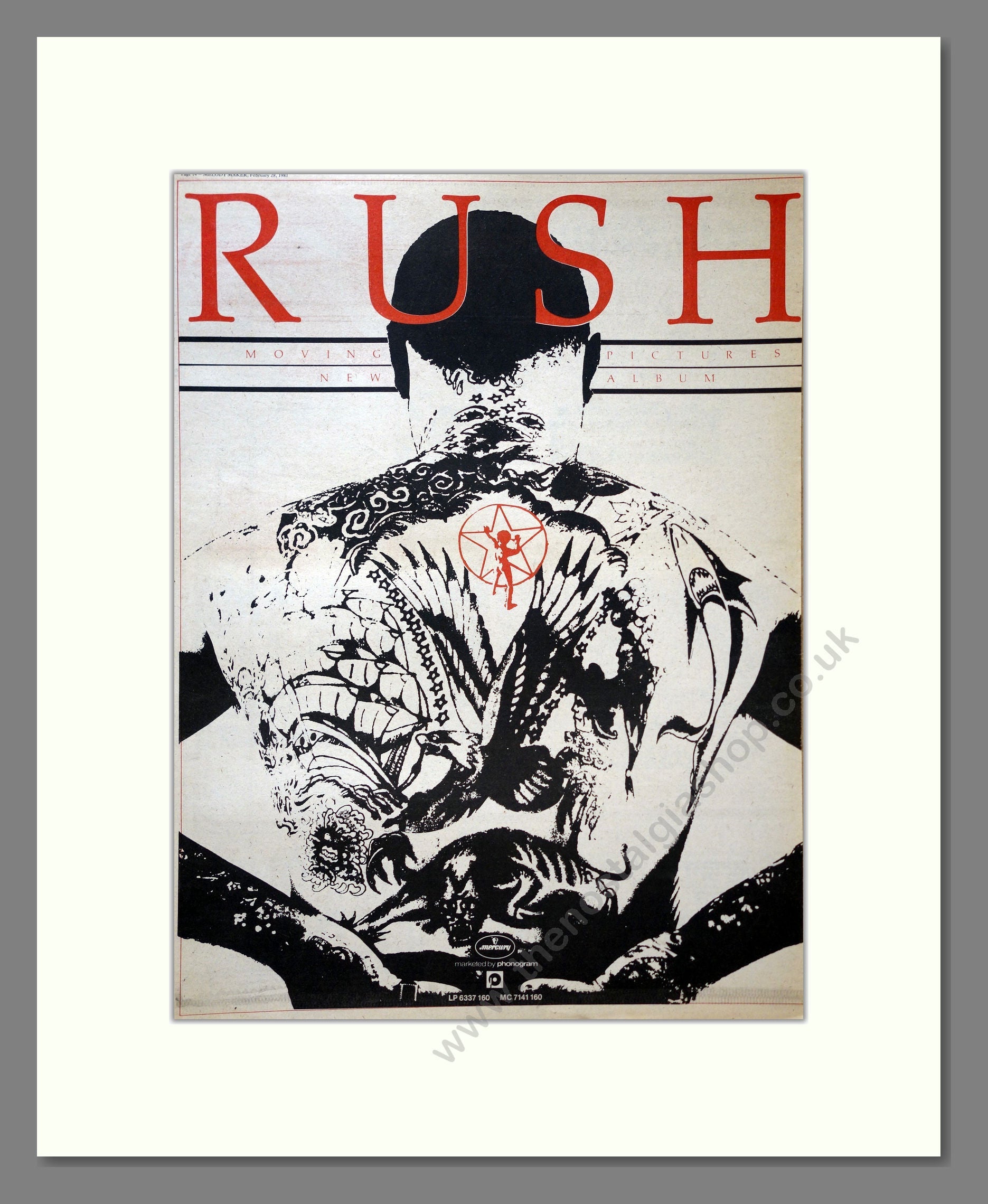 Rush - Moving Pictures. Vintage Advert 1981 (ref AD18289)