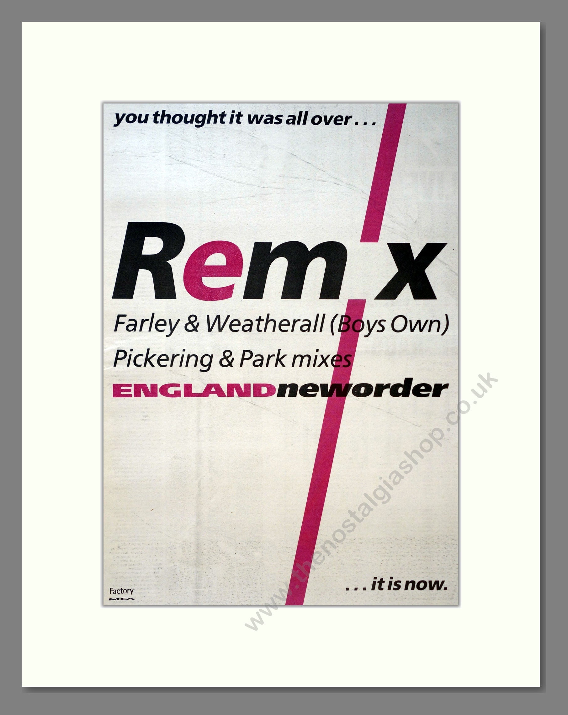 New Order - England Remix World In Motion. Vintage Advert 1990 (ref AD18297)