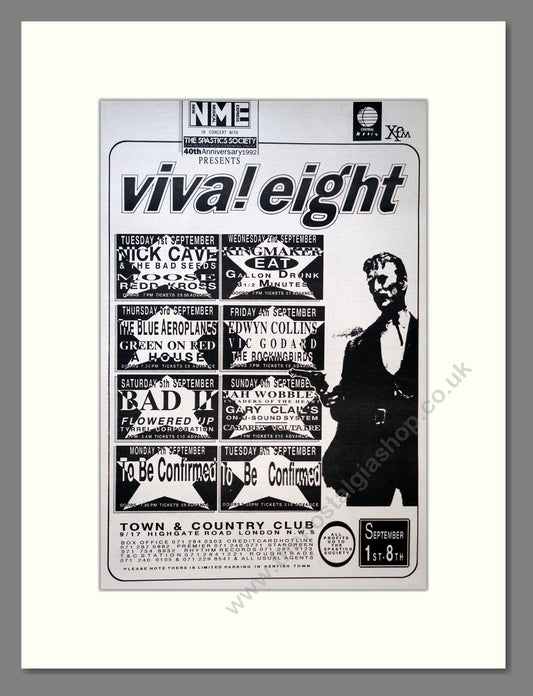 Various Artists - Viva Eight Town And Country Club. Vintage Advert 1992 (ref AD18348)