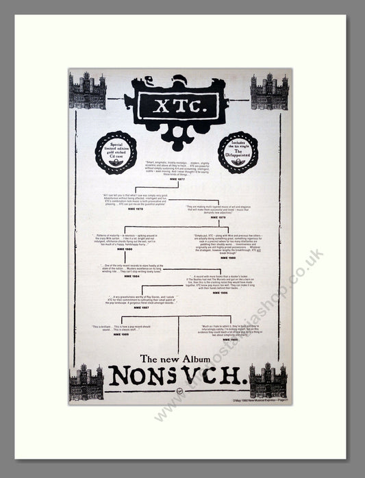 XTC - Nonsvch. Vintage Advert 1992 (ref AD18351)