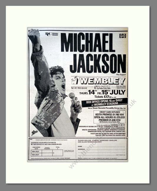 Michael Jackson - Live At Wembley. Vintage Advert 1987 (ref AD18354)