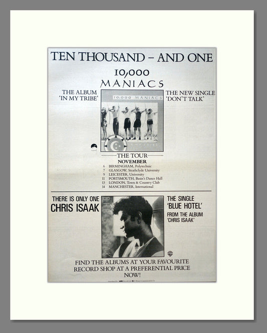 10,000 Maniacs / Chris Isaak - 2 Albums. Vintage Advert 1987 (ref AD18392)