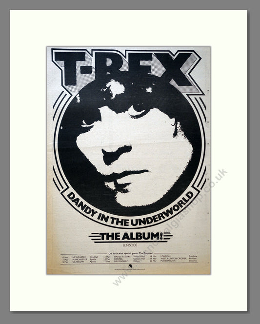 T-Rex - Dandy In The Underworld. Vintage Advert 1977 (ref AD18394)