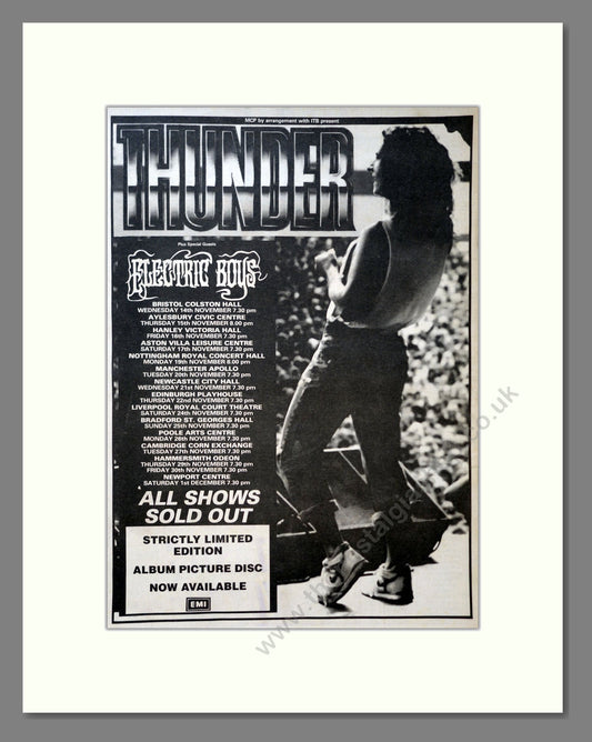 Thunder - UK Tour. Vintage Advert 1990 (ref AD18418)