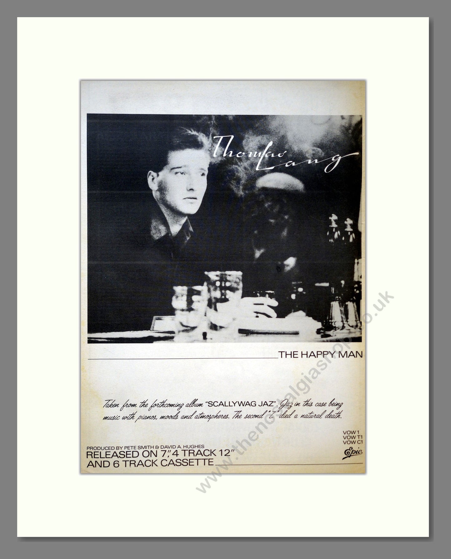 Thomas Long - The Happy Man. Vintage Advert 1987 (ref AD18425)