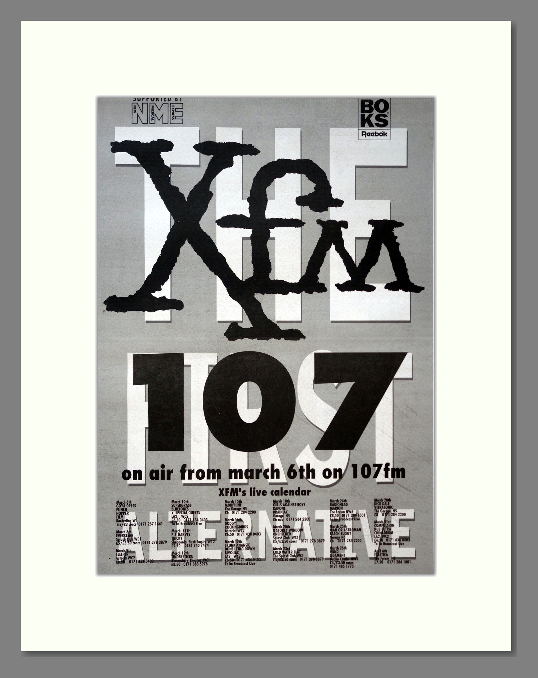 Various Artists - XFM 107. Vintage Advert 1995 (ref AD18437)