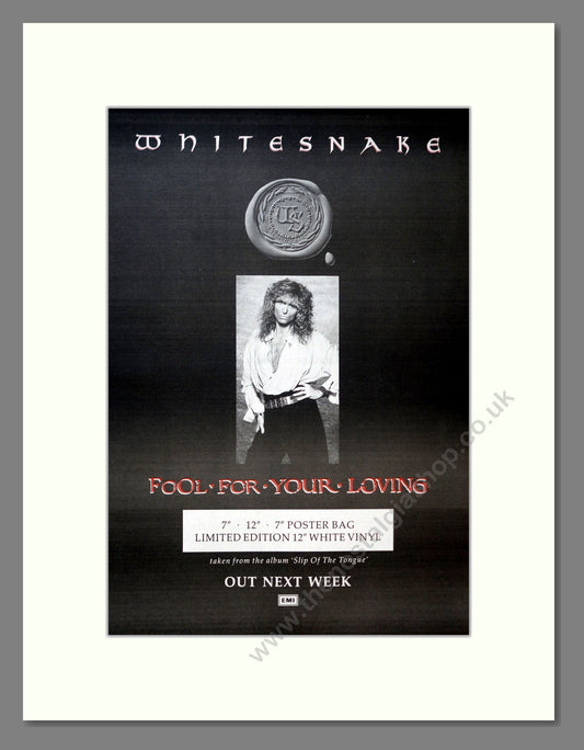 Whitesnake - Fool For Your Loving. Vintage Advert 1989 (ref AD18445)