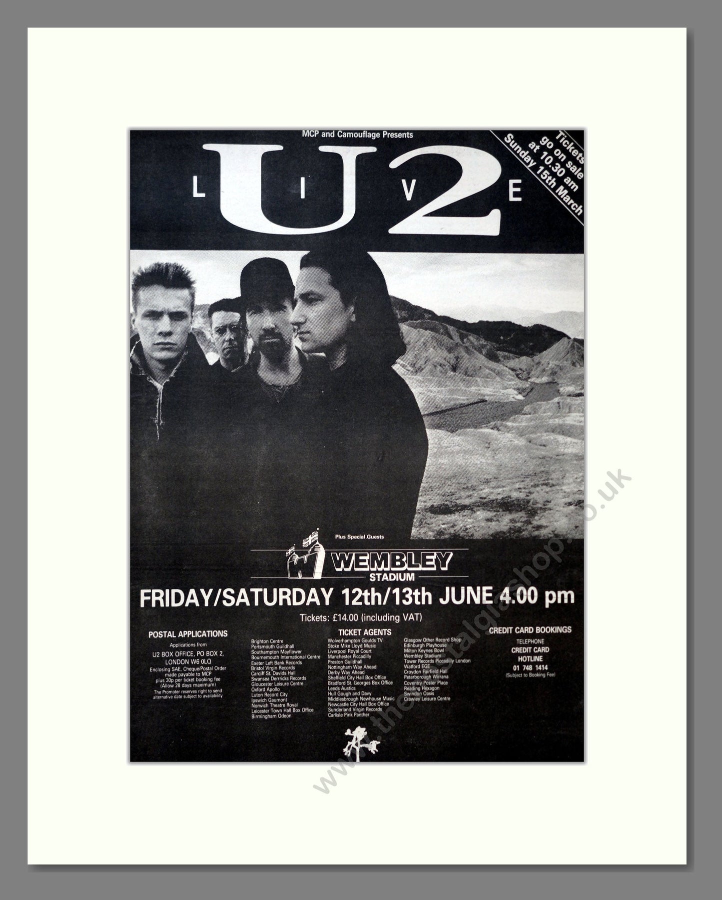 U2 - At Wembley. Vintage Advert 1987 (ref AD18452)