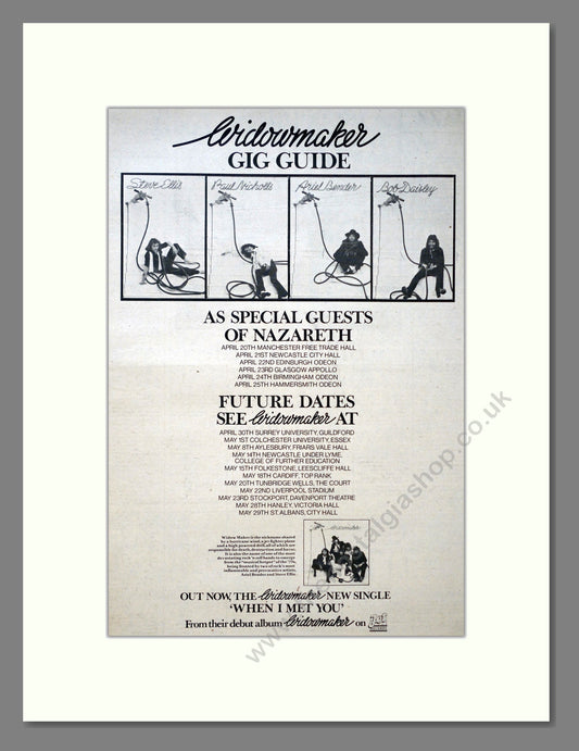 Widowmaker - UK Tour with Nazareth. Vintage Advert 1976 (ref AD18467)